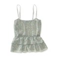 thumbnail image 1 of Aeropostale Sheer Floral Halter Cami Tank Top para mujer, gris, pequeño Aeropostale Cami, 1 of 1