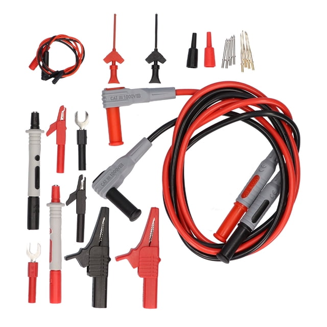 Kit De Cables De Prueba De Multímetro 1000V 10A Rojo Negro Reemplazable Con Conectores De Banana De 4 Mm Y Pinzas De Cocodrilo Y Ganchos De Prueba Y Sondas De Prueba Para Placa De Circuito De Medidor seitruly TO004985-00