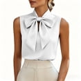 thumbnail image 3 of cocolona Summer Satin Tank Tops for Women Bow Neck Sleeveless Elegant Shirts Dressy Casual Solid Color Blouses, 3 of 5