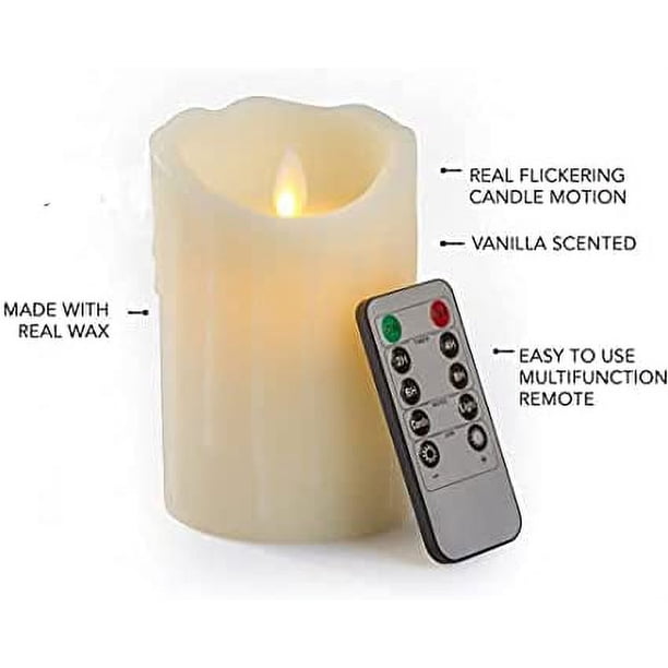 Softflame Velas Navideñas Sin Llama Con Control Remoto, 3" X 5" Funcionan Con Baterías Parpadeantes Mecha 3D Cera Real Pilar Vela Gnomo Navideño