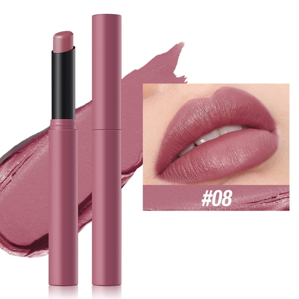 Lápiz labial aterciopelado mate esculpidor - 16 horas de larga duración, resistente al agua, color sin vinilo para labios voluminosos.