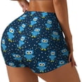 thumbnail image 2 of Kdxio Blue Owl Print Workout Shorts for Women Seamless Soft Smooth Gym Yoga Scrunch Active Shorts, 2 of 5