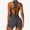 Dark Gray, variant on Women's Backless One-Piece Activewear Romper with Open Back Design- Large, Brown
