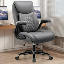 COOLHUT Big and Tall Office Chair 500LBS Wide Seat Ergonomic Computer Desk Chair, High Back Executive PU Leather Chair, Adjustable Armrest and Lumbar Back Support Office Chair, Gray