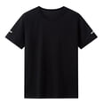 thumbnail image 4 of Zpanxa Boys Athletic Shirts Solid Color Round Neck Short Sleeve Sports Top Comfortable Running Tee With Polyester 4-5 Years, 4 of 5