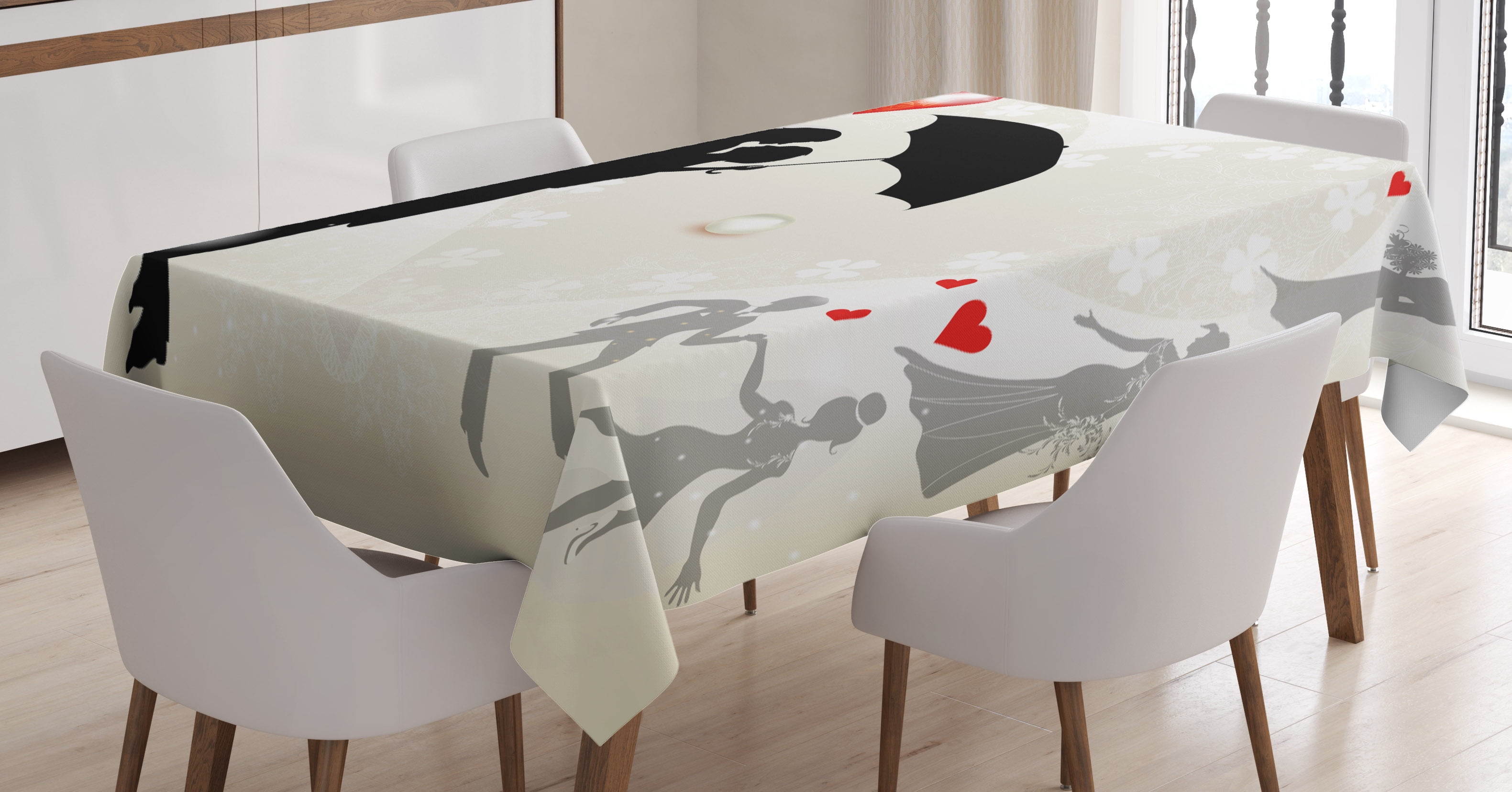 Wedding Decorations Tablecloth Couple In Love Umbrella Red Hearts