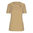 thumbnail image 3 of Tops de Mujer Casual Color Sólido Manga Corta Botón, Blusa Elegante para Primavera Verano Diario, 3 of 6