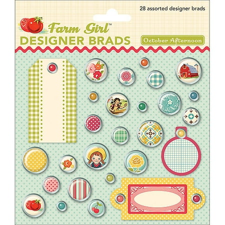 October Afternoon Farm Girl Designer Brads-28 Assorted