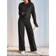 thumbnail image 4 of Conjuntos de Salón para Mujer, Pijamas de 2 Piezas A Juego, Moda de Otoño, Conjuntos de Punto Acanalado, Chándales Casuales de Larga Negro S, 4 of 9