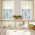 thumbnail image 4 of Blue Grey Coral Coastal Kitchen Curtains Set Short Half Curtains 36 Inches Length, Summer Beach Seaside Nautical Rod Pocket Window Treatment Bedroom Tiers and Valance Set for Cafe Bathroom, 4 of 6