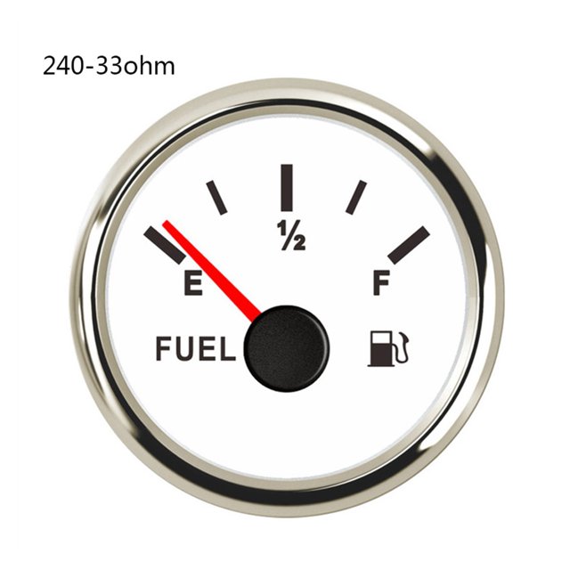 Indicateur de Niveau de Carburant Rétroéclairé Rouge 0190Ohm / 240-33ohm Adapté pour Bateau Voiture 52mm E-1/2-F, Grand Applicabilité