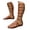 Brown, variant on Caged Gladiator Sandals for Women Mid Calf Retro Buckle Open Toe Beach Shoes Hollow out Soft Leather Back Zipper Knee High Boots Brown Size 7