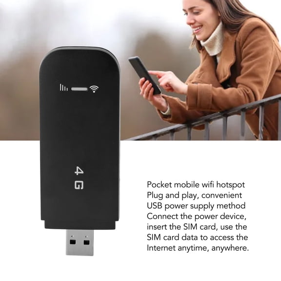 4G USB Dongle, Portable WiFi Router With SIM Card Slot, Share Secure Internet With Up To 10 Connected Devices