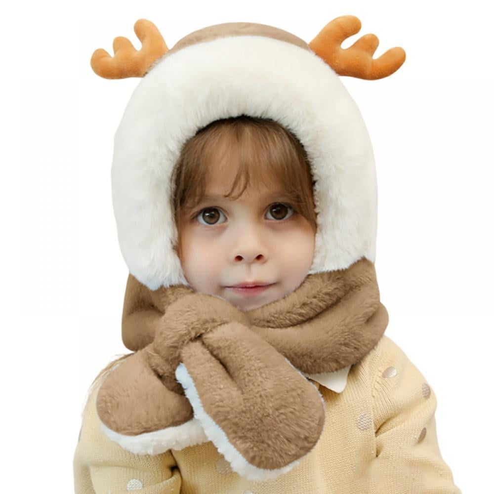 Baby Kids Warm Winter Hats Cute Thick Earflap Hood Hat Scarves With baby-kids-warm-winter-hats-cute-thick-earflap-hood-hat-scarves-with