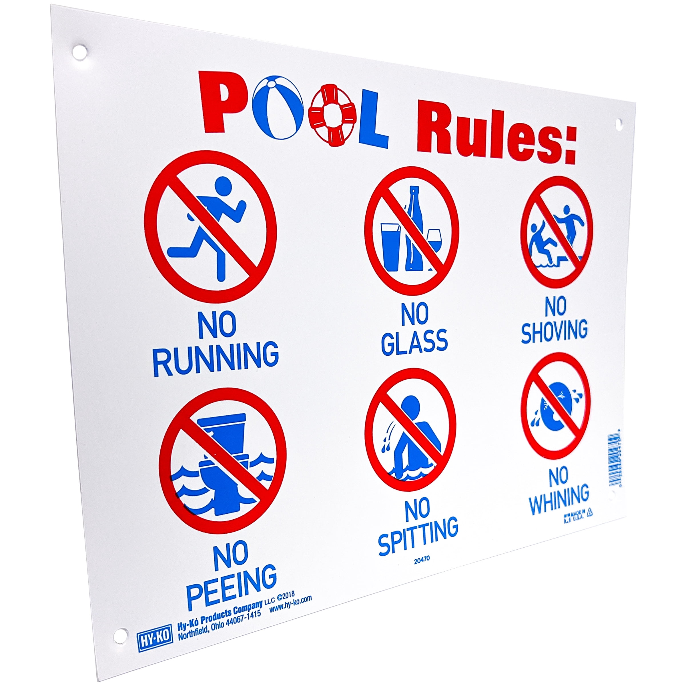HY-KO Pool Rules Sign, Weather-Resistant Plastic, 10 x 14 inch, Highly Visible Symbols