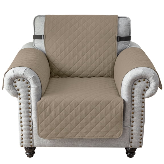 Eurhowing Recliner Chair Cover Waterproof, Non-Slip Couch Protector, Reversible Quilted Sofa Slipcover with Elastic Straps for Pets Kids, 21 Inch, Taupe