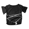 thumbnail image 7 of Cinched Waist Tops for Women Summer Short Sleeve Boat Neck Dressy Casual Blouse Going out Tops Brunch Outfits, 7 of 7
