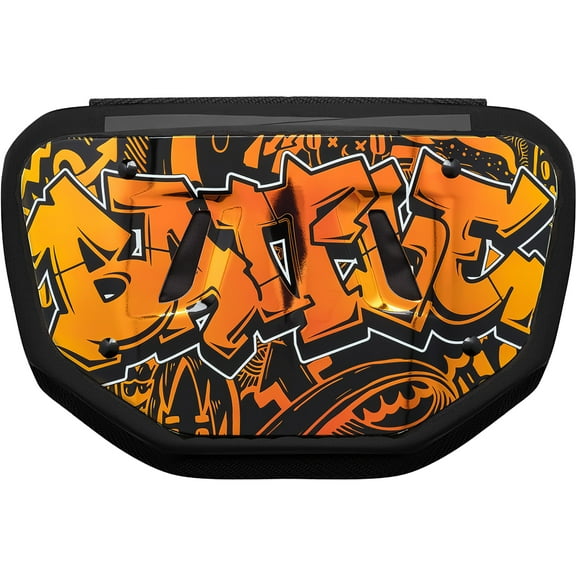 Battle Sports " Iridescent Graffiti " Chrome Football Back Plate - Adult - Orange/Yellow