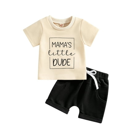 

Gwiyeopda Toddler Baby Boys Summer Outfit Set Short Sleeve Letter T-shirt and Shorts 2Pcs Tracksuit