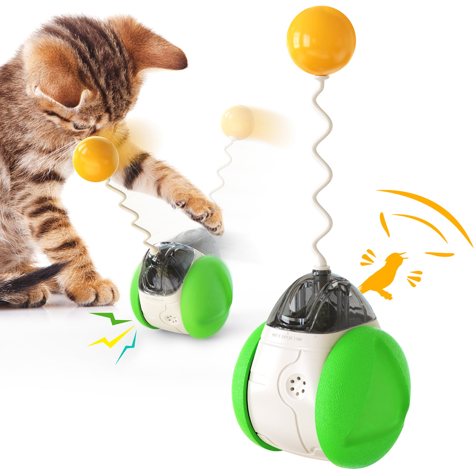 ALL FOR PAWS Electric Tumbler Cat Toy Feather Spinning Teaser Toys Supplies Pet 