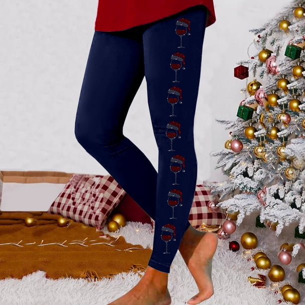 MKLEKYY Leggings de compresión para mujer, leggings con estampado navideño para mujer, leggings de ejercicio para fitness, pantalones de yoga