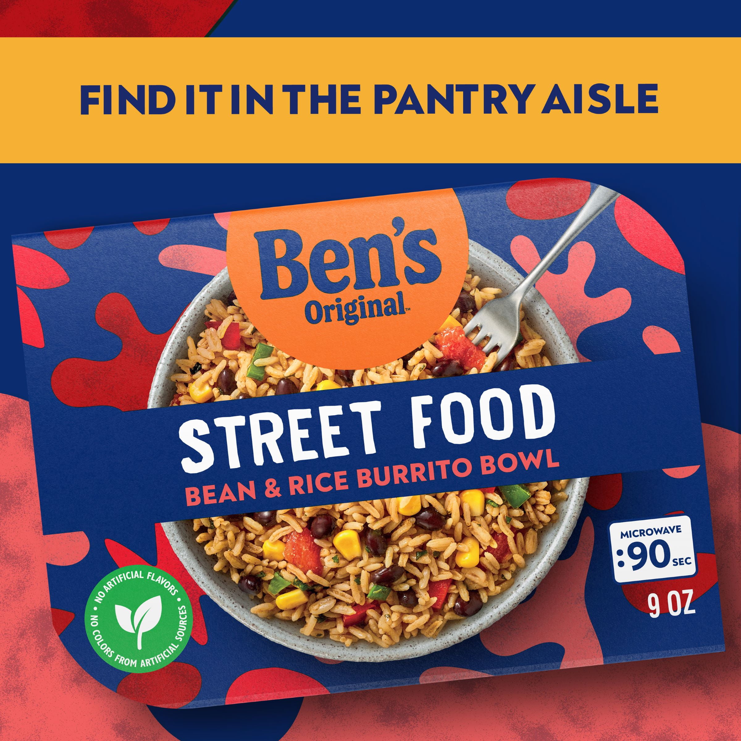 Ben's Original Street Food Burrito Bowl 9 Ounces. Microwave in just 90 Seconds! Fully Cooked Just Heat and Eat!