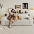 thumbnail image 2 of Aukfa 3-Seater Corduroy Sofa, Deep Seat Cloud Couch, No Assembly Frameless Loveseat for Living Room, Bedroom, Apartment, Beige, 2 of 8