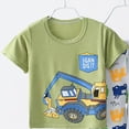 thumbnail image 5 of NOLDARES Newborn Baby Boy Outfits 2 Pieces Cotton Crewneck Short Sleeve Top Tee Print Casual Cargo Shorts Truck Clothes(Light Green,11-12 Y), 5 of 7