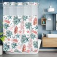 thumbnail image 2 of Coral Shell No Hook Shower Curtain with Snap in Liner Watercolor Pink Green Red Coral Starfish Anchor Waterproof Bathroom Shower Curtain with See Through Top Window for Bathtub 60" x 72", 2 of 9