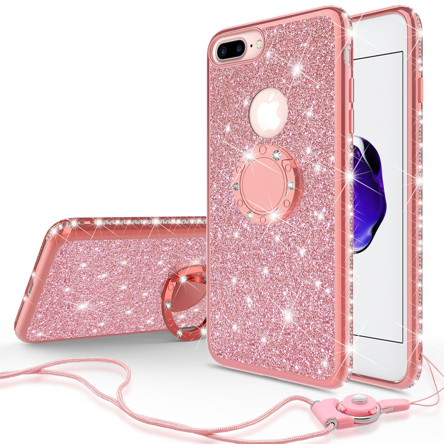 Absoluut Avonturier Post impressionisme Apple Iphone 8 Plus Case,Iphone 7 Plus Case Glitter Cute Phone Case for  Girls with Kickstand,Bling Diamond Rhinestone Bumper with Ring Stand Thin  Soft Sparkly iPhone 7/8 Plus Case (Rose Gold) -