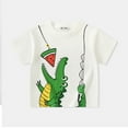 thumbnail image 2 of XUELUO Kids Boys Athletic Shirts Summer Cartoon Crocodile Print Crew Neck Short Sleeve Loose Casual Tops Tshirts Outwear,White,5-6 Years, 2 of 9