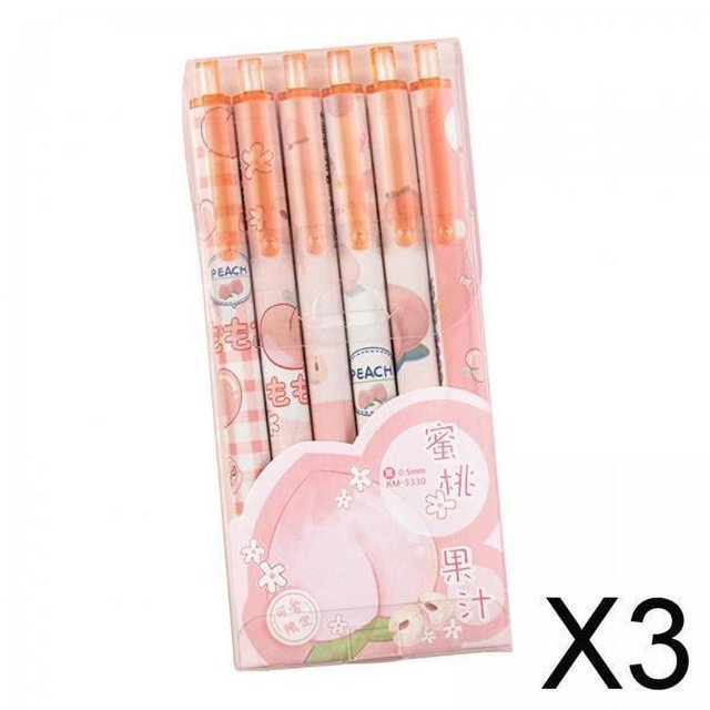 3x 6 Piezas Bolígrafos de Escritura Bolígrafos Retráctiles Bolígrafos de Tinta de Gel Bolígrafos Rollerball para Niñas Niños Adultos Impresión Toma de 3 piezas