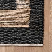 Unique Loom Chindi Jute Collection Area Rug (4' 1" x 6' 1" Rectangle Black/Navy Blue)