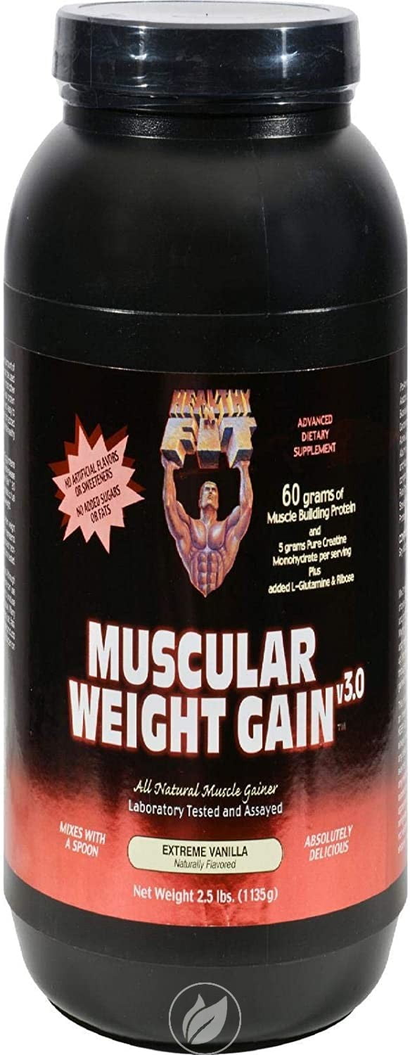 Healthy 'N Fit Muscular Weight Gain v3.0 Natural Vanilla (2.5lb) Highest Protein Gainer Only