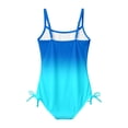 thumbnail image 5 of EliteGoogv One Piece Swimsuit For Girls Solid Color Contrast Trim Bathing Suit Summer Beach Pool Vacation Swimwear Blue, 5 of 6