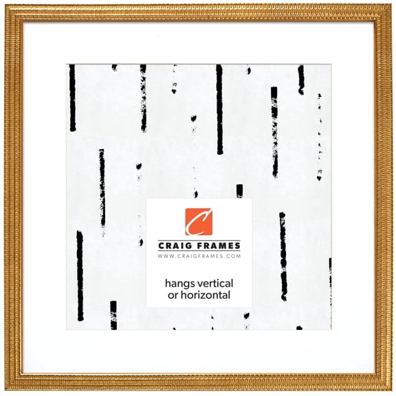 Craig Frames Farnsworth, 24x24 inch Picture Frame Matted for a 20x20 Photo, Gold