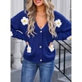 thumbnail image 3 of Michellecmm  Women Knit Sweaters Casual Cute Crochet Flower Button up Cardigans, 3 of 9