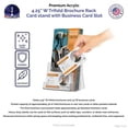 thumbnail image 4 of Acrylic Tri Fold with Card Pocket Countertop Display Stand for 4.25" Menus and 3.5" x 2" Gift Cards Maps or Pamphlets Bin for Tour Guide Brochures Clear Multi Pocket Caddy by Marketing Holders, 4 of 4