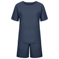 thumbnail image 4 of Conjunto de pantalones cortos de manga corta Sloid con cuello redondo para mujer, traje deportivo informal de verano, 2 piezas Wmkox8yi  bvn1382, 4 of 8