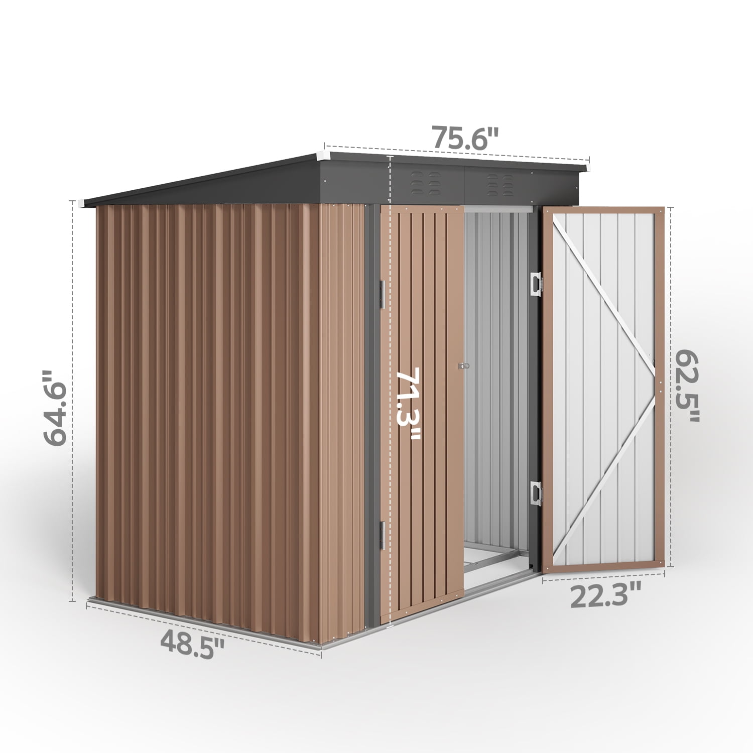 Asofer 6 ft. W x 4 ft. D（25.3 sq. ft.） Outdoor Metal Storage Shed with Double Lockable Doors, Green, Brown