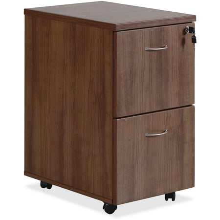 2 Drawers Vertical Wood Composite Lockable Filing Cabinet, Walnut