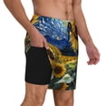 thumbnail image 2 of Fotbe Starry Sky Sunflower Traje de Baño para Hombre – Shorts de Natación de Secado Rápido con Forro y Bolsillos-Large, 2 of 6
