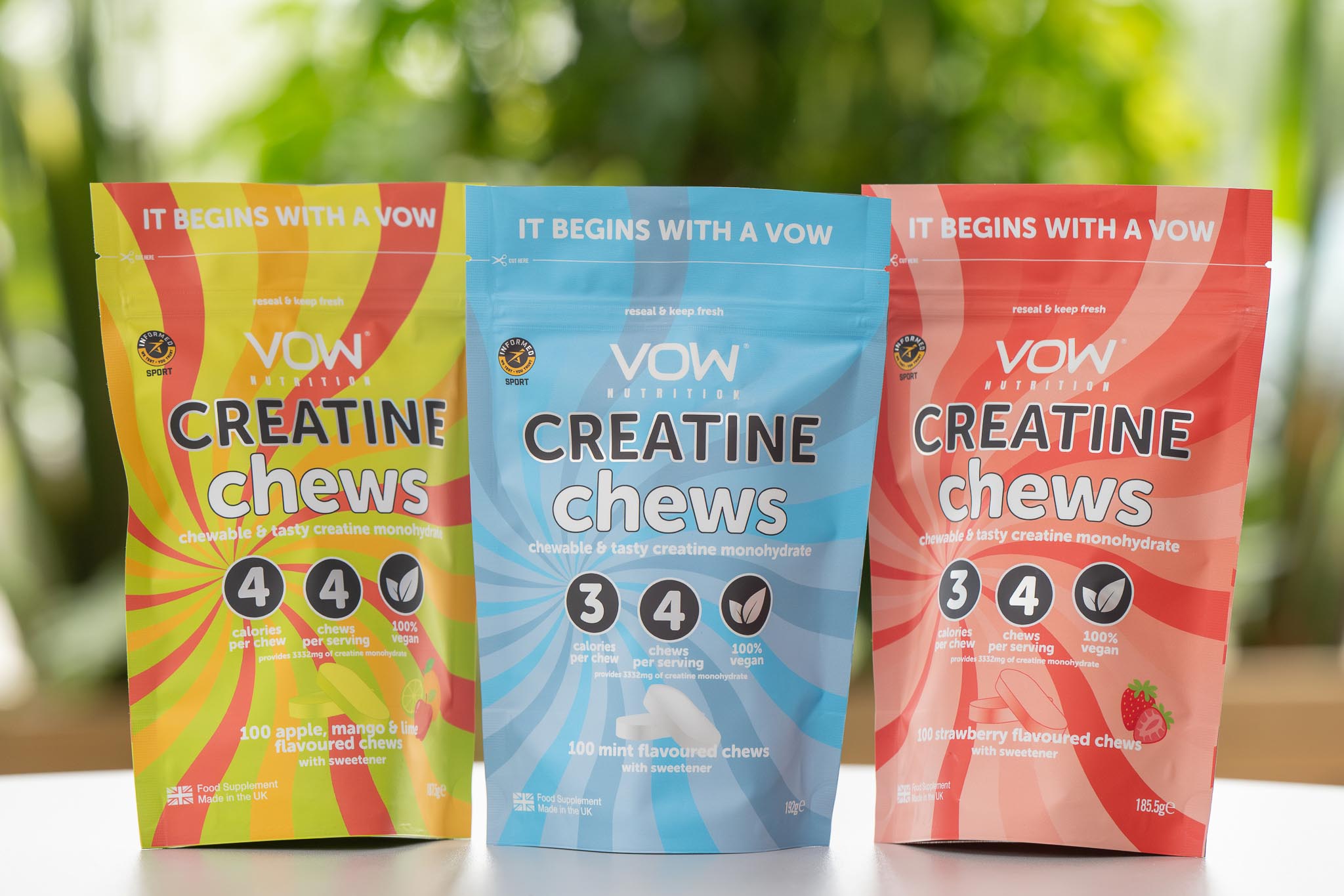 VOW Nutrition Creatine Monohydrate Chews, Mint, 100 Count