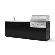 NewAge Products Outdoor Kitchen Aluminum 5 Piece Cabinet Set with Bar, Grill, Sink Cabinet, Performance Grill, and Countertop