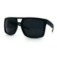 thumbnail image 4 of Mens Color Mirror Mobster Racer Flat Top Plastic Rectangle Sunglasses All Black, 4 of 8