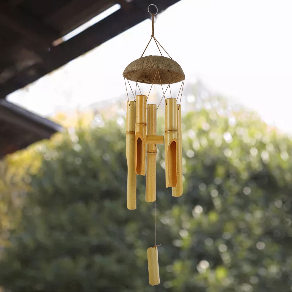 Bamboo Wind Chimes Wooden Chimes Hanging Garden Terrace Indoor Outdoor Ornament 