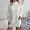 thumbnail image 5 of Holloyiver Women's Casual ButtonHigh Neck Long Sleeve Bottom Sweater Dress S-L, 5 of 7