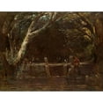 thumbnail image 2 of John Constable 14x12 Black Ornate Wood Framed Double Matted Museum Art Print Titled: Landscape (The Lock) (1820-25), 2 of 5