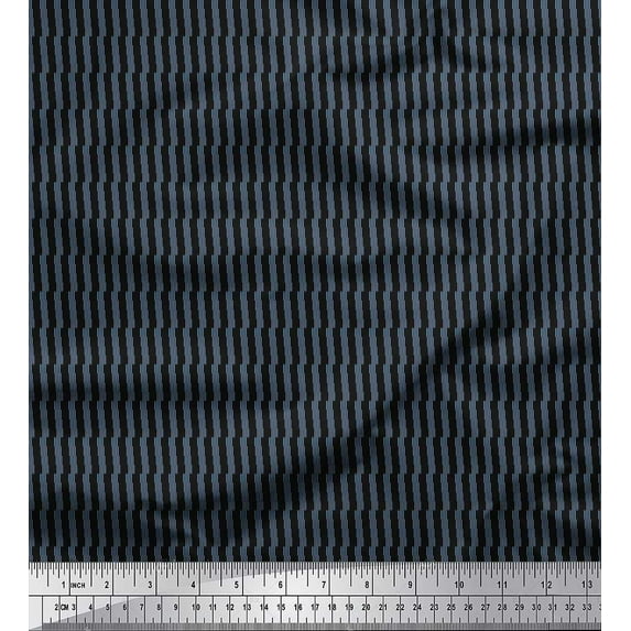 Soimoi Georgette Viscose Fabric Stripe Shirting Print Fabric by Yard 42 Inch Wide