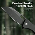 thumbnail image 3 of CIVIVI Nugz Folding Pocket Knife 3.17" 14C28N Blade Black G10 Handle Flipper Knife C23060-1, 3 of 7